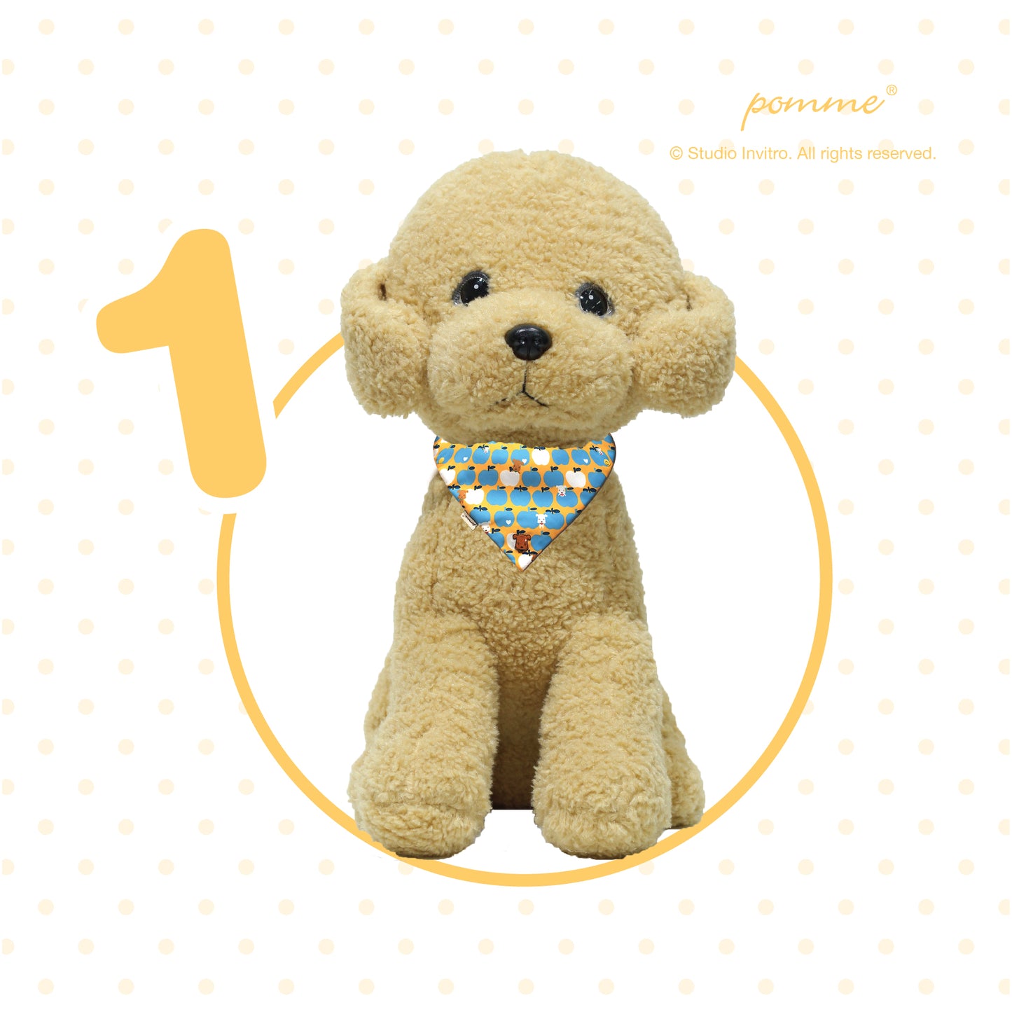 Pomme Genki Bandana - Latte Monogram Yellow