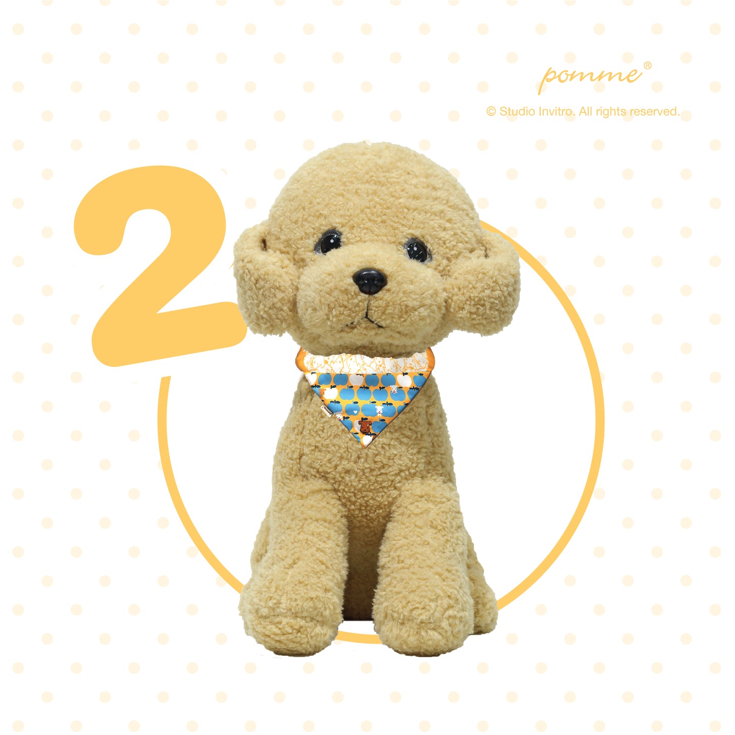 Pomme Genki Bandana - Latte Monogram Yellow