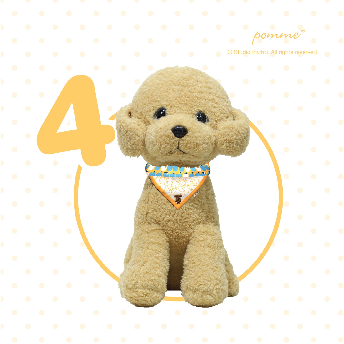 Pomme Genki Bandana - Latte Monogram Yellow