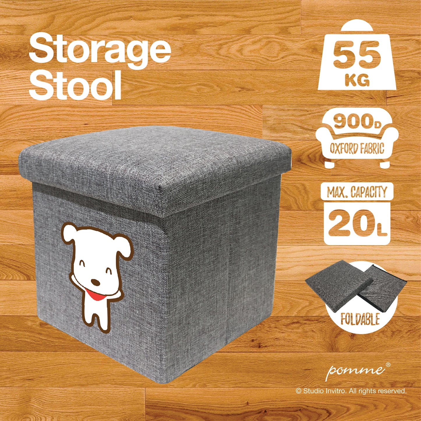 Storage Stool L Brown Combo - Pomme