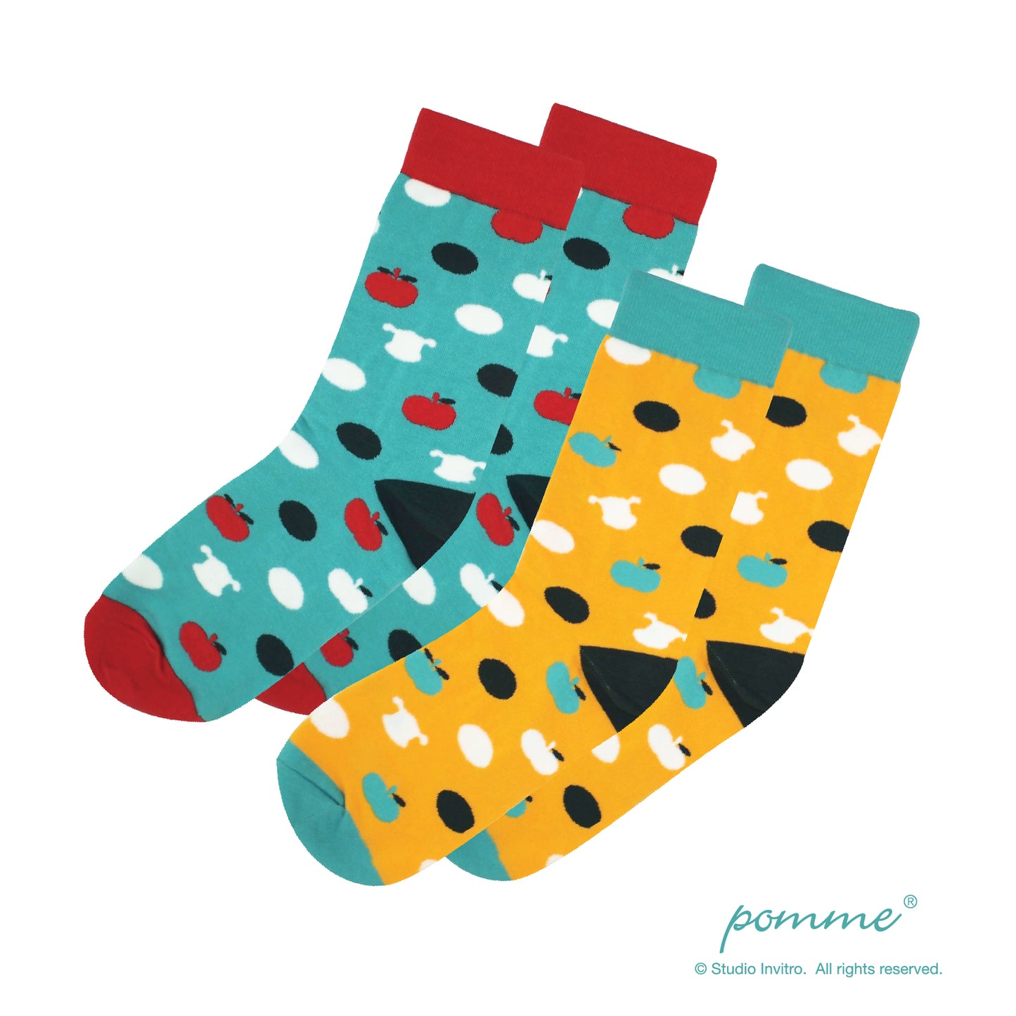 Pomme Pattern Sock with Wooden Box