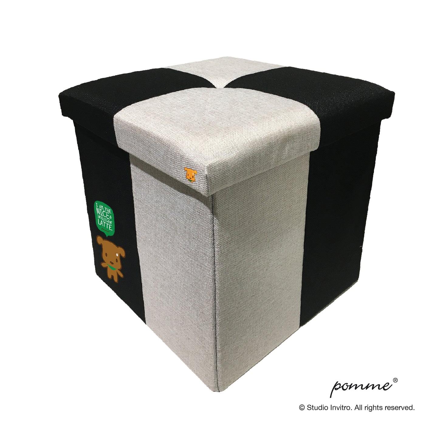 Storage Stool L Black Combo - Latte